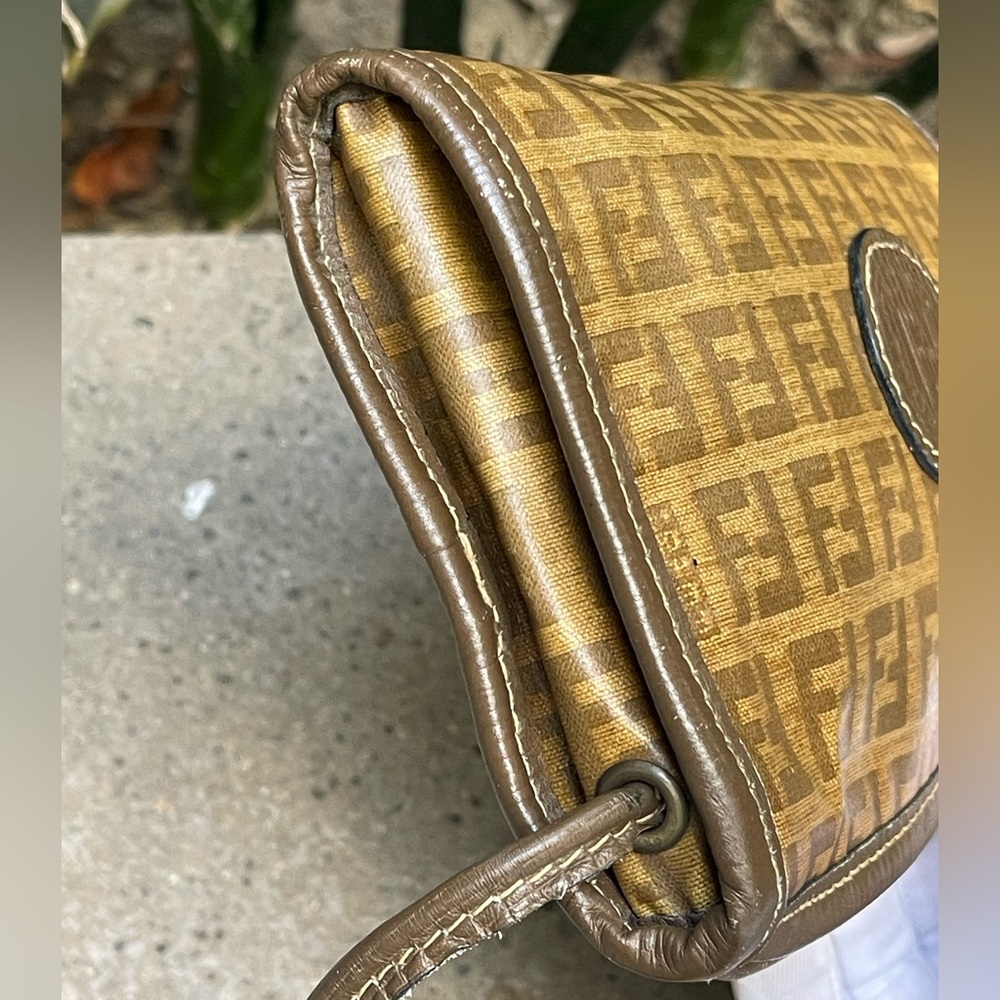 FENDI Vintage FF Zucca Small Monogram Coated Leather Crossbody Bag with COA - Picture 14 of 16